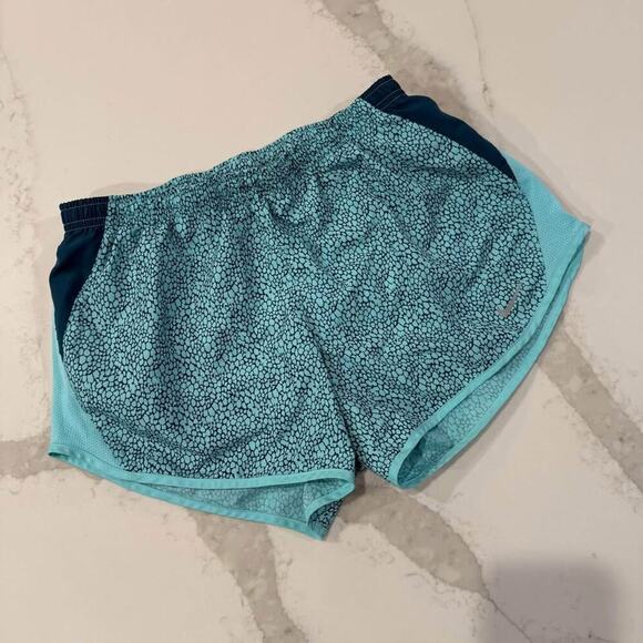 Nike Dri-Fit Tempo Running Shorts Women’s Small Teal Green/Geometric Dot Print - Picture 1 of 8